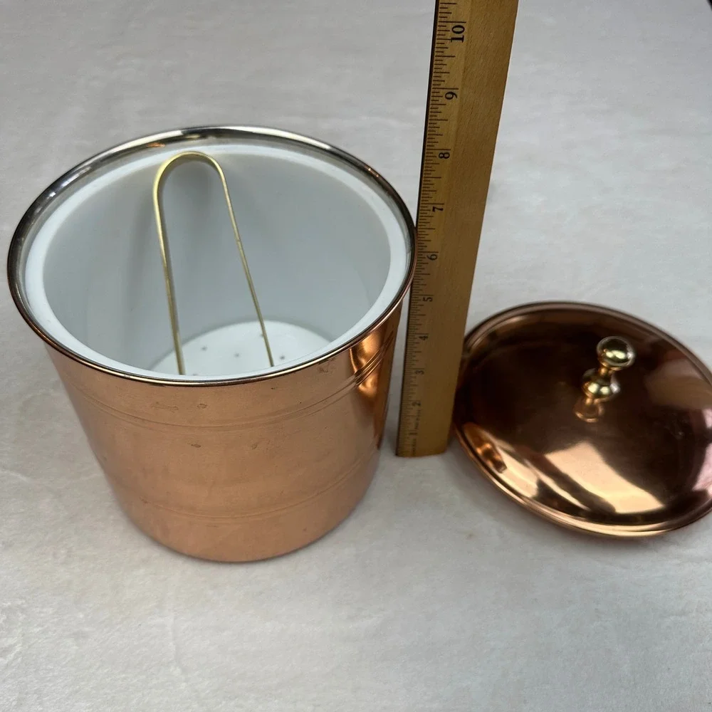 Vintage Copper Ice Bucket with Tongs and Lid‎ Barware Serving